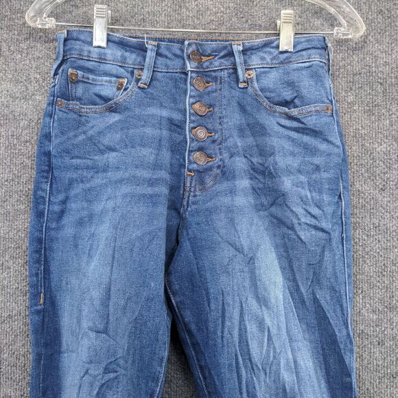 True Religion Women's Starr High Rise Cropped Straight Jeans Blue 27 Distressed - Picture 3 of 11